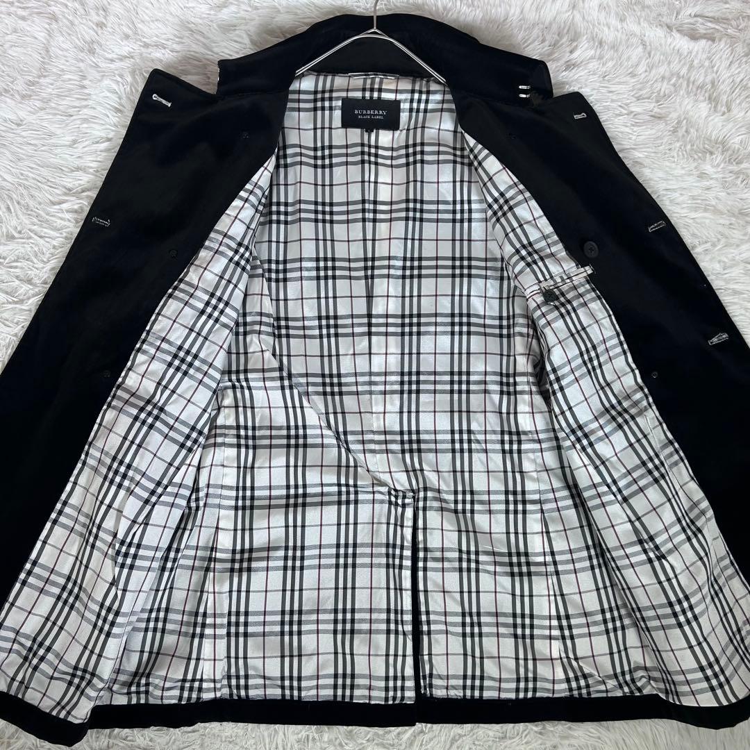 【美品】バーバリーブラックレーベル ベロア ピーコート ナポレオン 銀ボタン