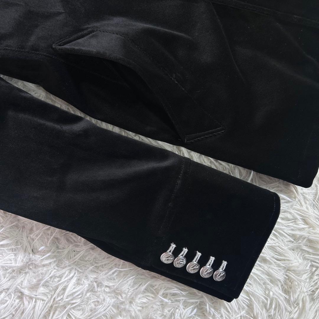 【美品】バーバリーブラックレーベル ベロア ピーコート ナポレオン 銀ボタン