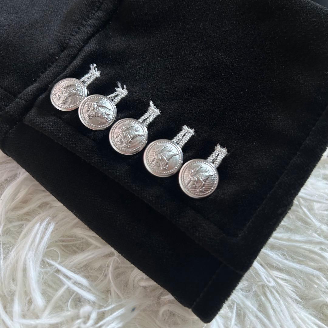 【美品】バーバリーブラックレーベル ベロア ピーコート ナポレオン 銀ボタン