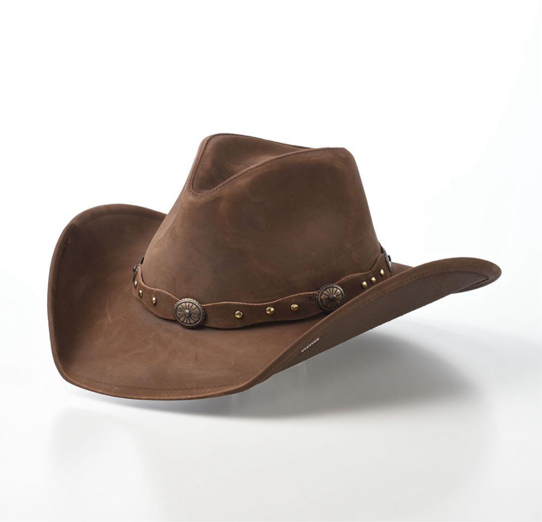 【希少】STETSON ステットソン カウボーイハット レザー製 廃盤モデル