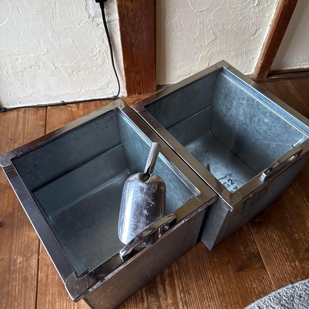 昭和レトロ　駄菓子屋　お菓子屋　スマートケース　2個　ブリキケース　スコップ付き