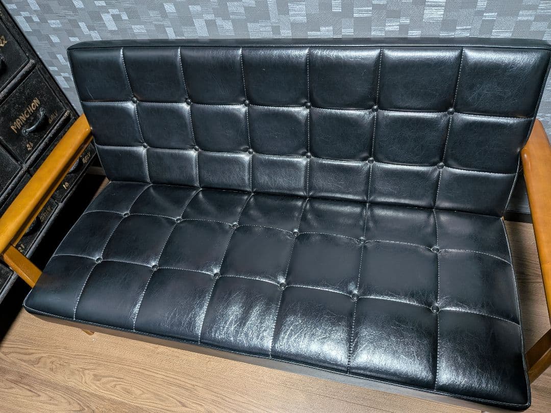 カリモク60 Kチェア 2シーター 2人用 黒 モダン