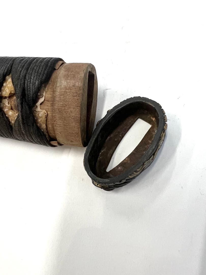 日本刀　江戸期　柄前　刀の柄 縁頭目抜付き 金属装飾　本歌時代品