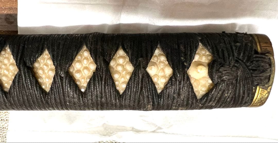 日本刀　江戸期　柄前　刀の柄 縁頭目抜付き 金属装飾　本歌時代品