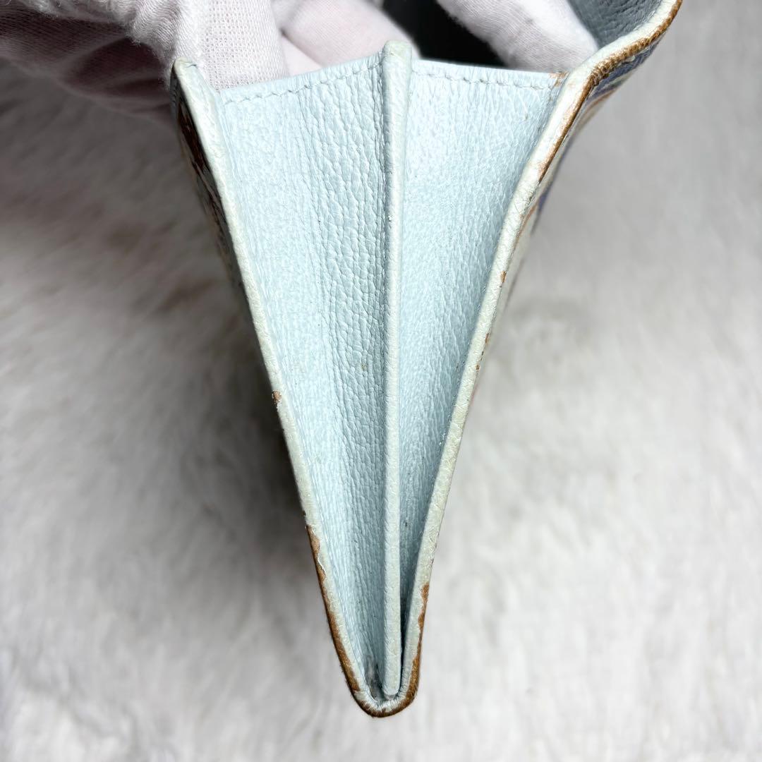 ✨付属品完備✨ グッチ マーモント フローラ 二つ折り財布 花 ポーチ ブルー