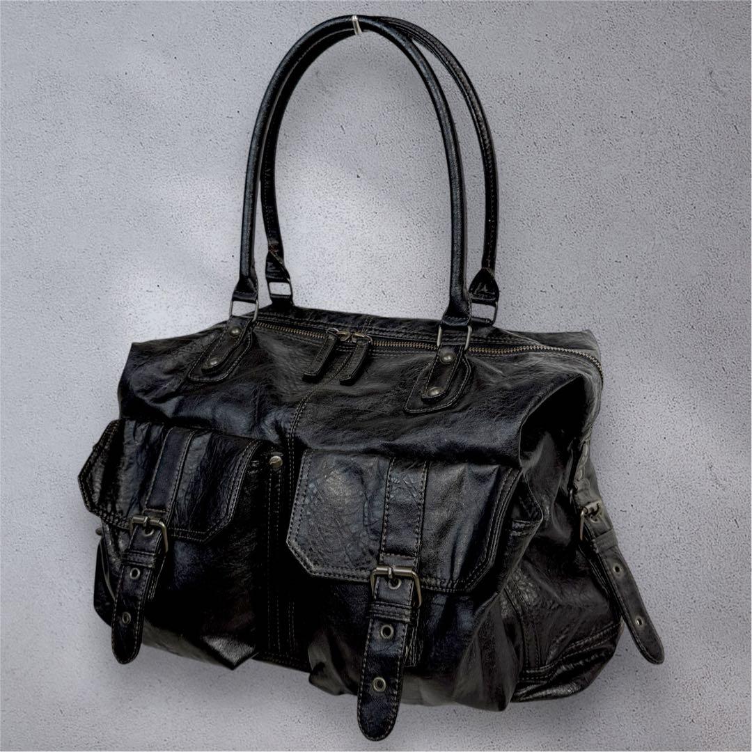 バッグ y2k archive leather Bostonbag black 00s