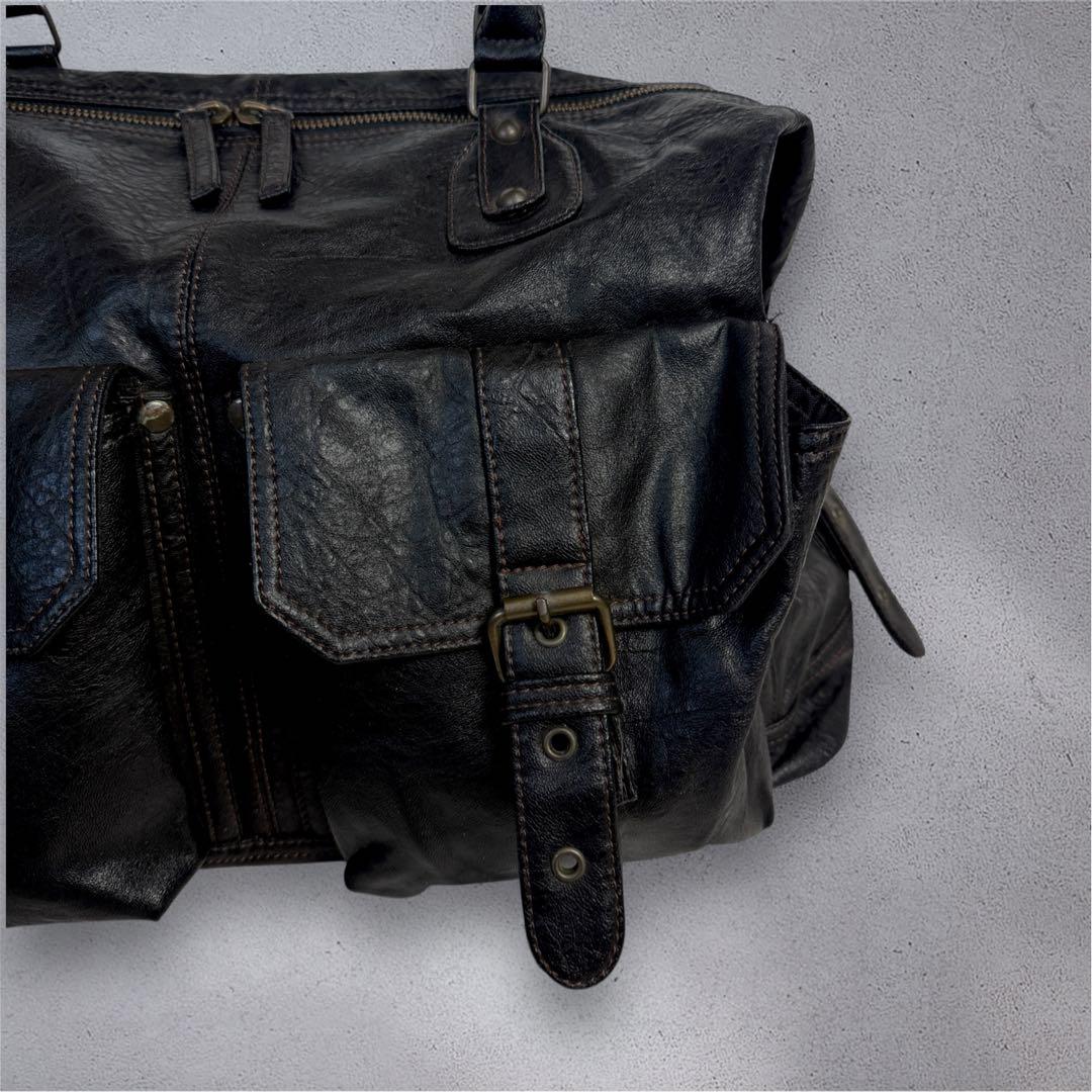 バッグ y2k archive leather Bostonbag black 00s
