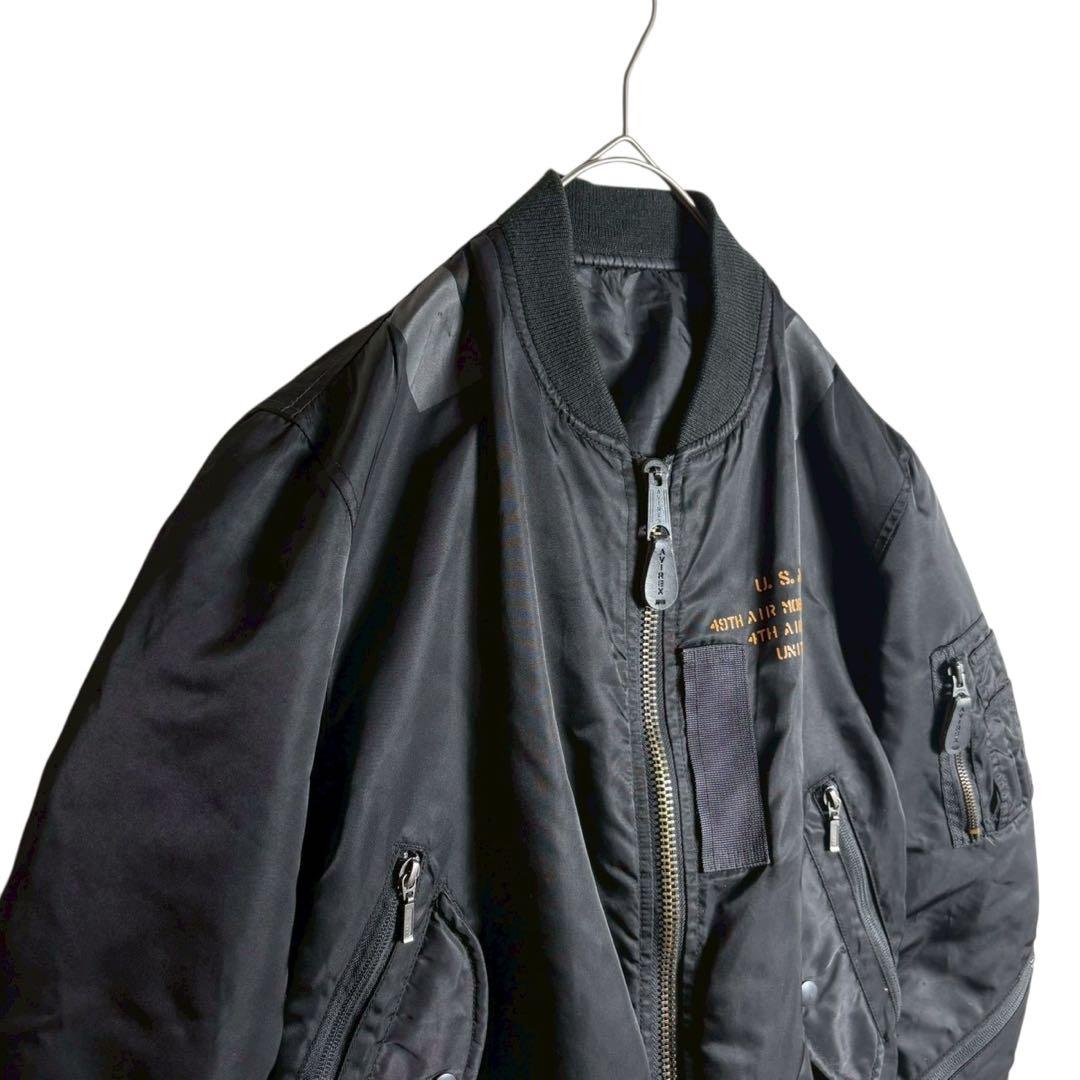 アヴィレックス　MA-1 フライトジャケット　リバーシブル　プリント　ブラックM