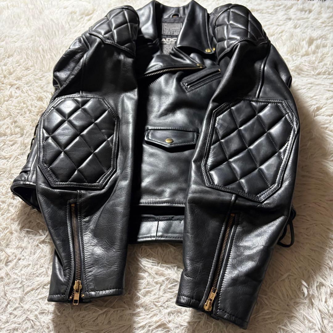 【EVO】KADOYA レザー ライダースジャケット パデッド 黒 LL 牛革