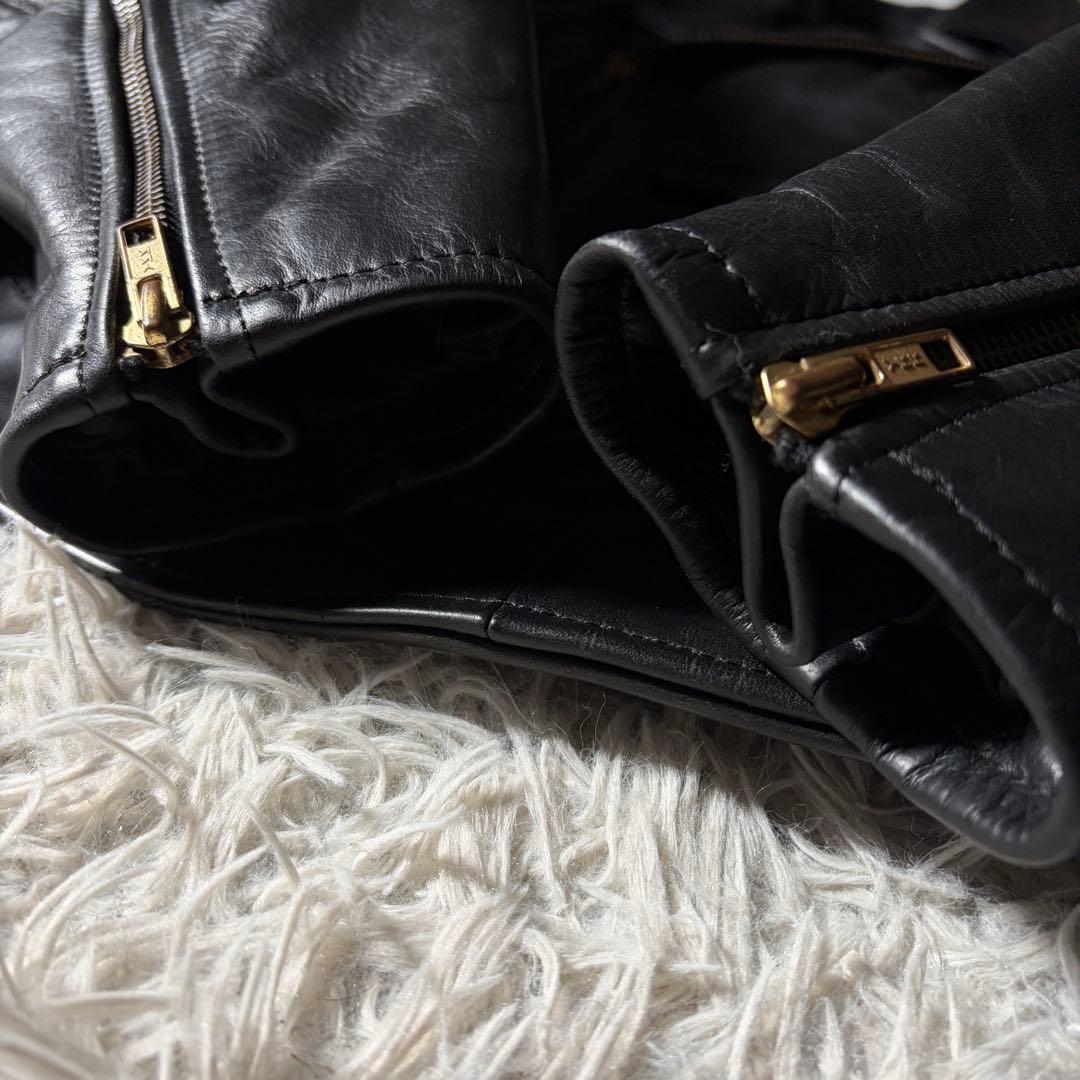 【EVO】KADOYA レザー ライダースジャケット パデッド 黒 LL 牛革