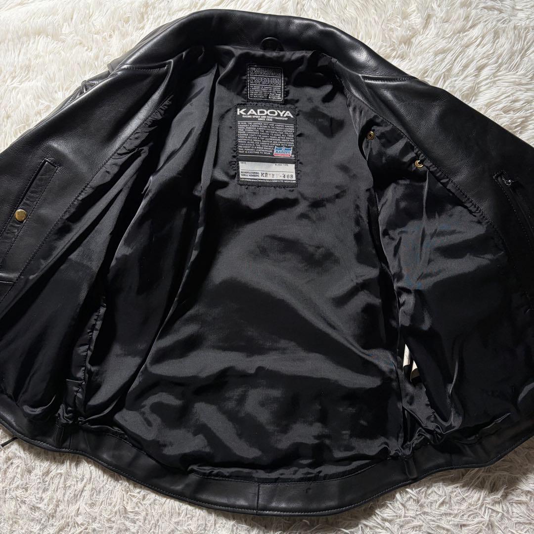 【EVO】KADOYA レザー ライダースジャケット パデッド 黒 LL 牛革