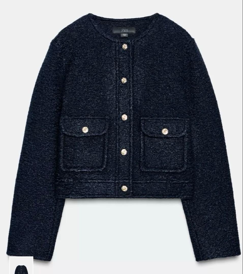 今期　zara ブークレジャケット　ネイビー　　M
