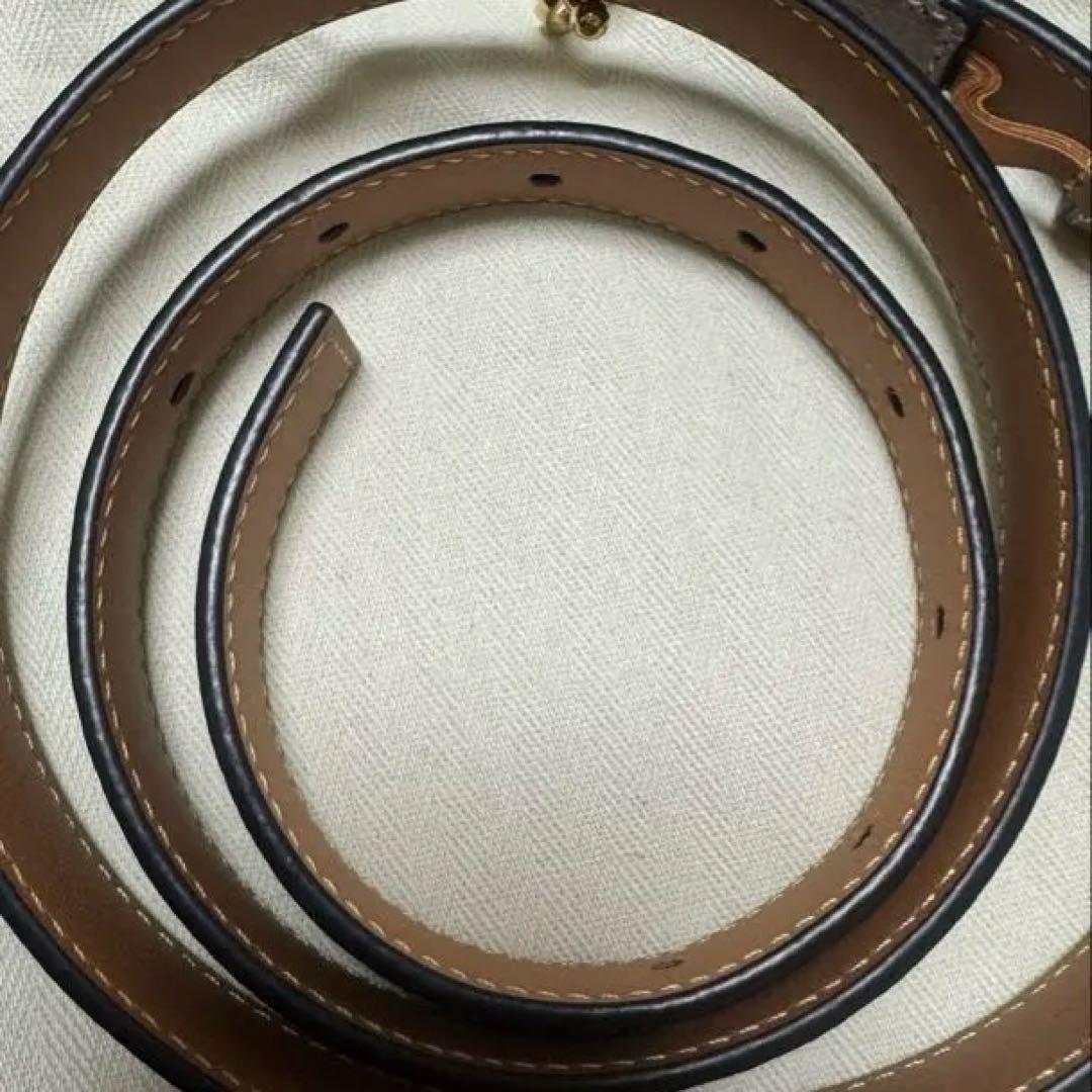 LOEWE ブラウンレザーベルト ゴールドバックル付き