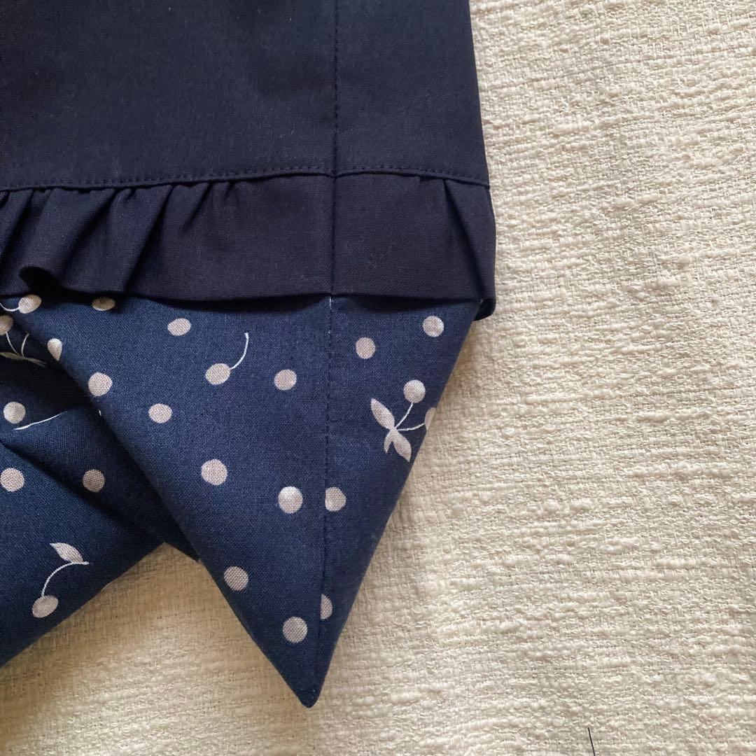 バイソンさん！さくらんぼドット無地フリルレッスンバッグ+上履き袋+体操服袋