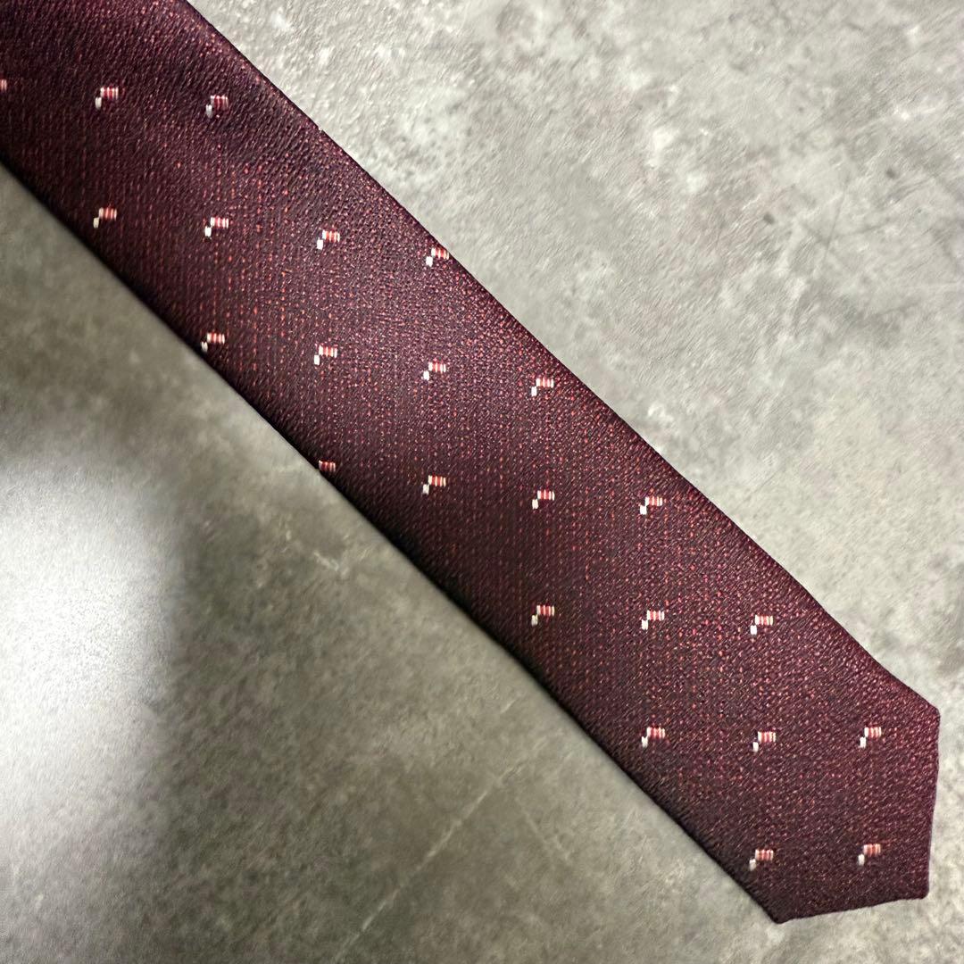 【✨極美品✨】FENDI フェンディ ネクタイ ワインレッド ジャガード シルク