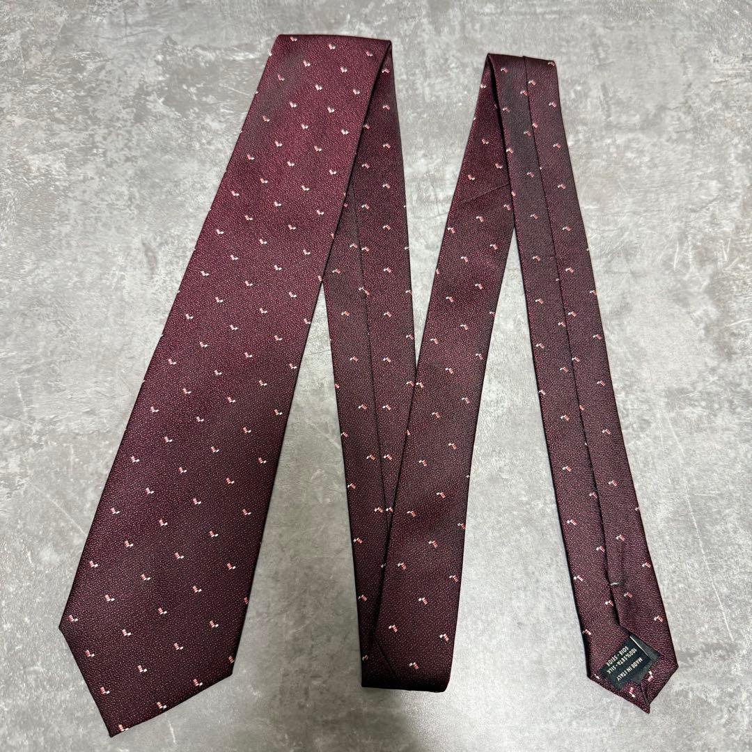 【✨極美品✨】FENDI フェンディ ネクタイ ワインレッド ジャガード シルク