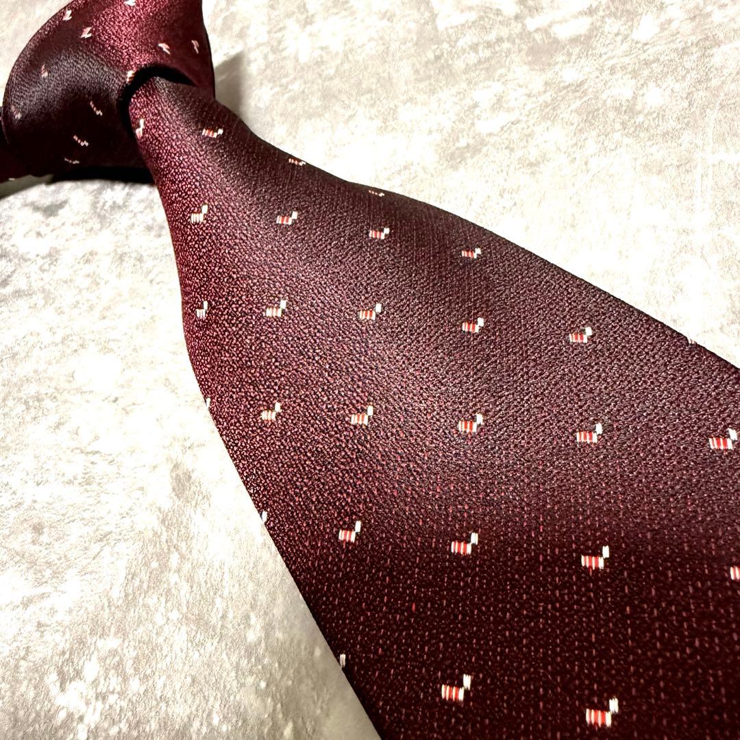 【✨極美品✨】FENDI フェンディ ネクタイ ワインレッド ジャガード シルク