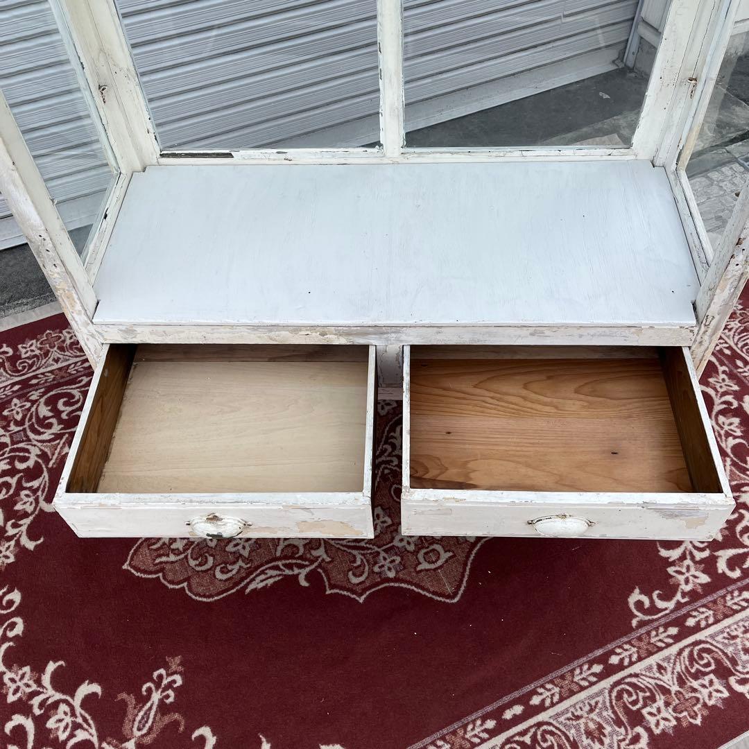 引き取り限定 宮城県◾️アンティーク古家具 大型サイズ ケビントディスプレイ棚