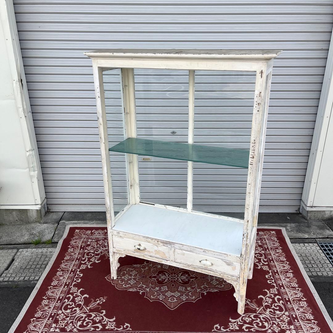 引き取り限定 宮城県◾️アンティーク古家具 大型サイズ ケビントディスプレイ棚