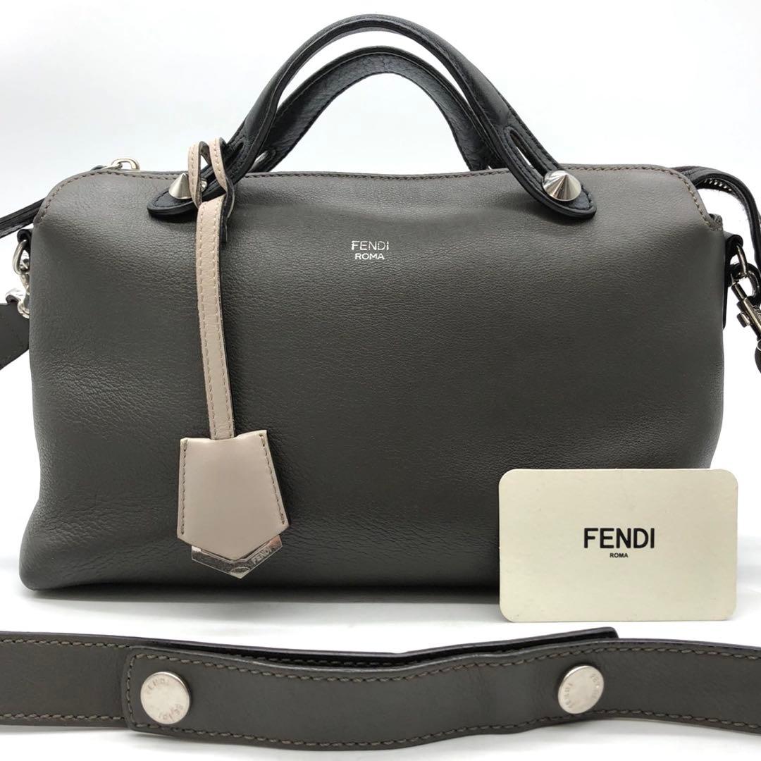 フェンディ ショルダーバッグ 2way バイザウェイ ミディアム レザー グレー