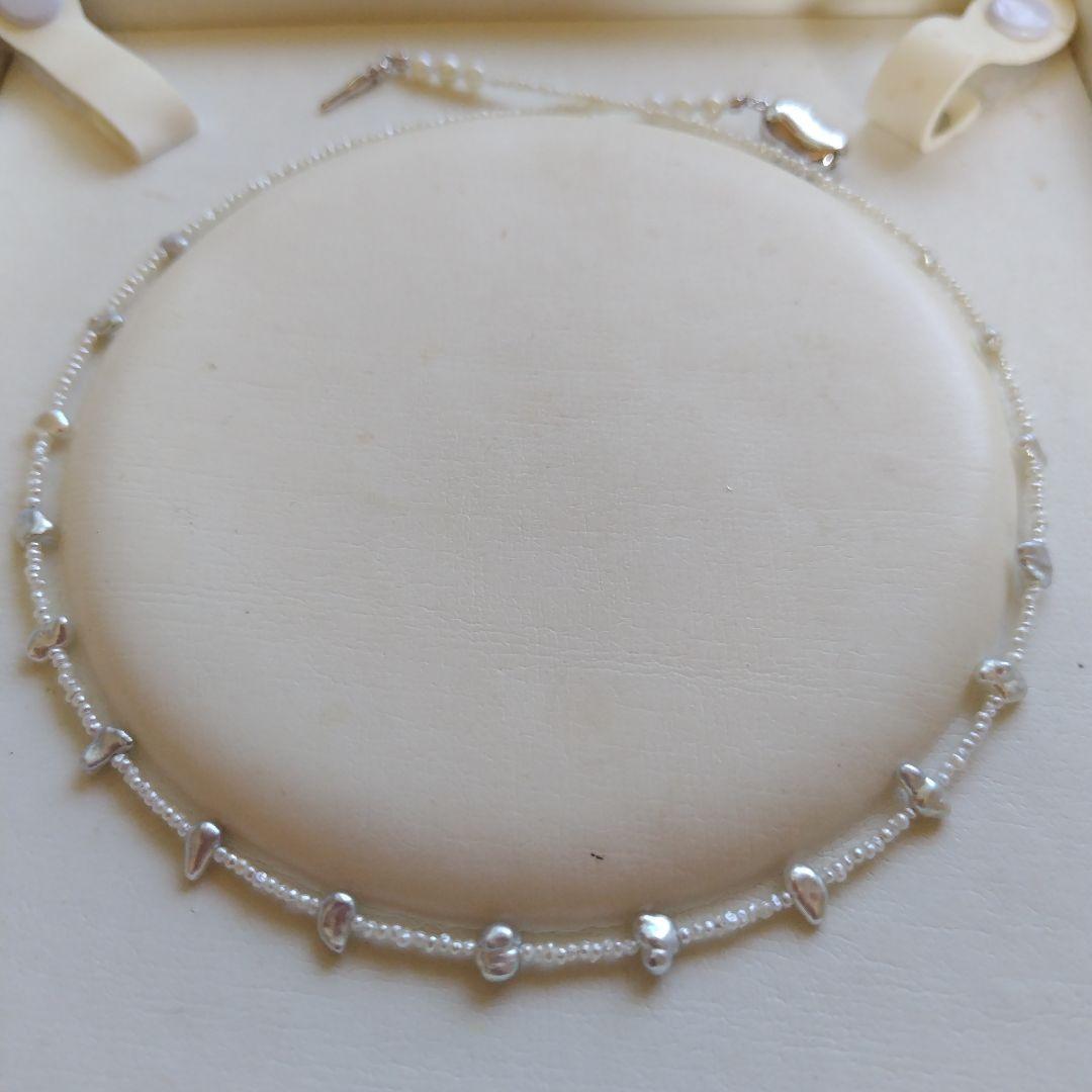 白蝶真珠ケシパール、あこや砂芥子パールの、オメガ風ネックレス