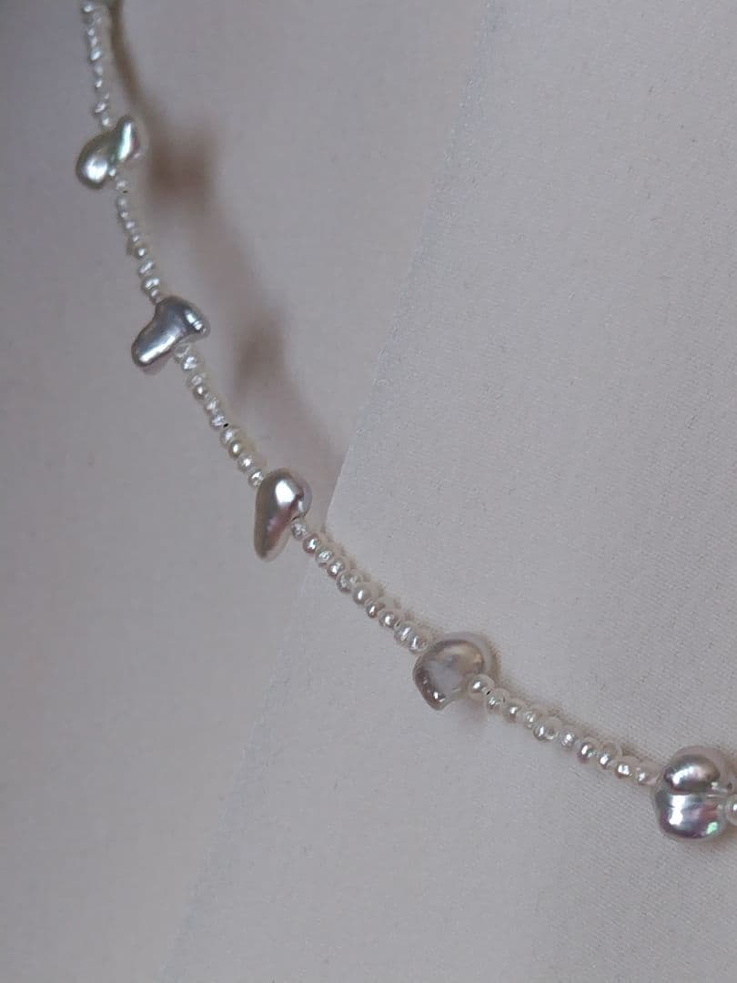 白蝶真珠ケシパール、あこや砂芥子パールの、オメガ風ネックレス