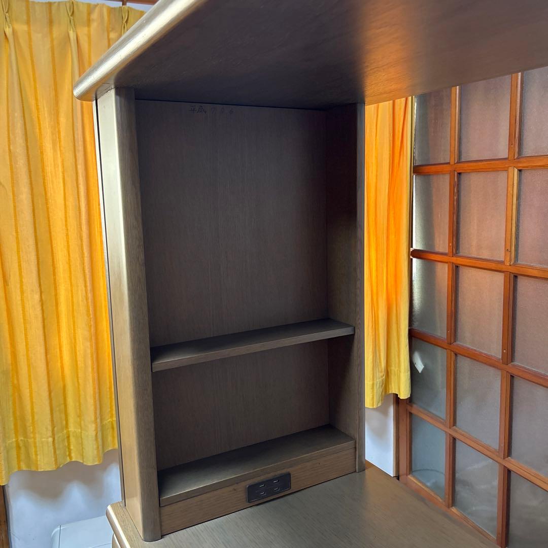 木製 食器棚 引き出し付き両面収納キッチンカウンター