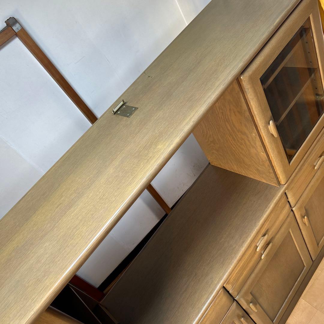 木製 食器棚 引き出し付き両面収納キッチンカウンター
