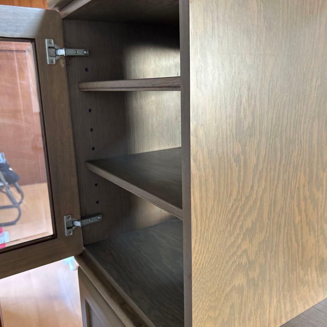 木製 食器棚 引き出し付き両面収納キッチンカウンター