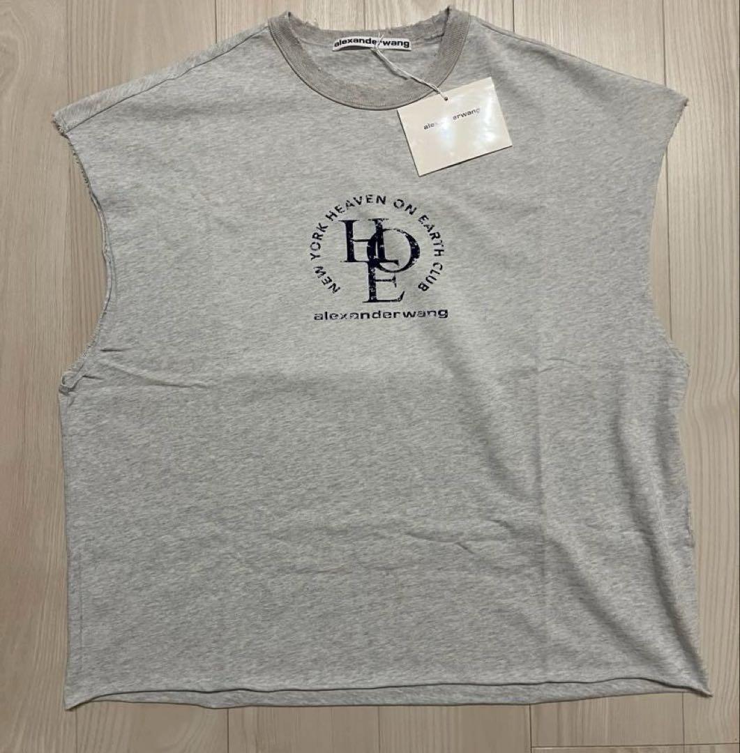 alexander wang ディストレストロゴ コットン マッスルTシャツ