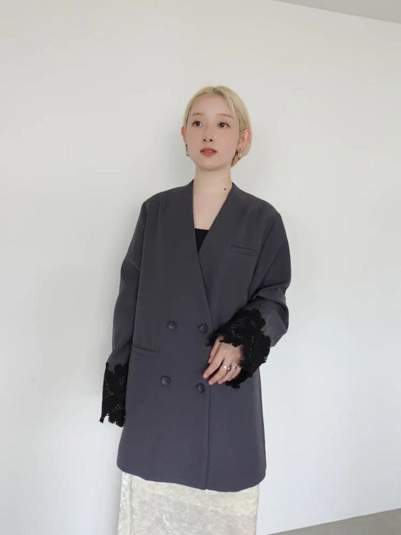 【新品】sahara（MARTE） レースカフオーバージャケット グレー