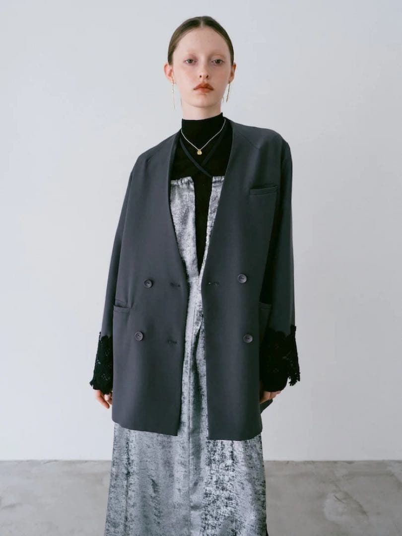 【新品】sahara（MARTE） レースカフオーバージャケット グレー