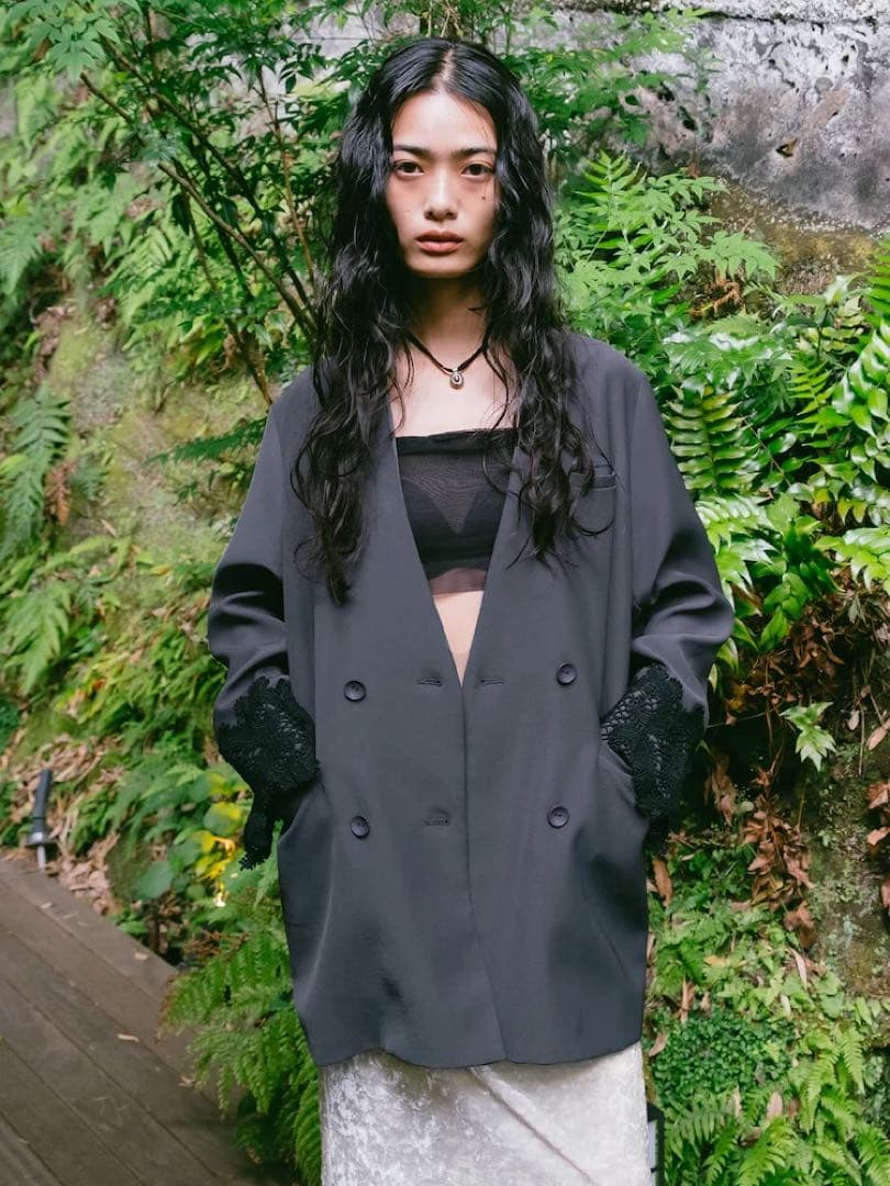 【新品】sahara（MARTE） レースカフオーバージャケット グレー