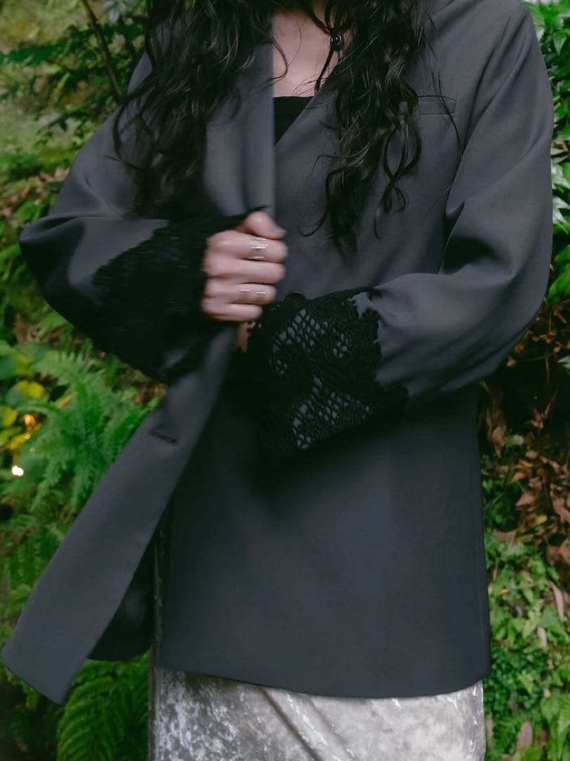 【新品】sahara（MARTE） レースカフオーバージャケット グレー