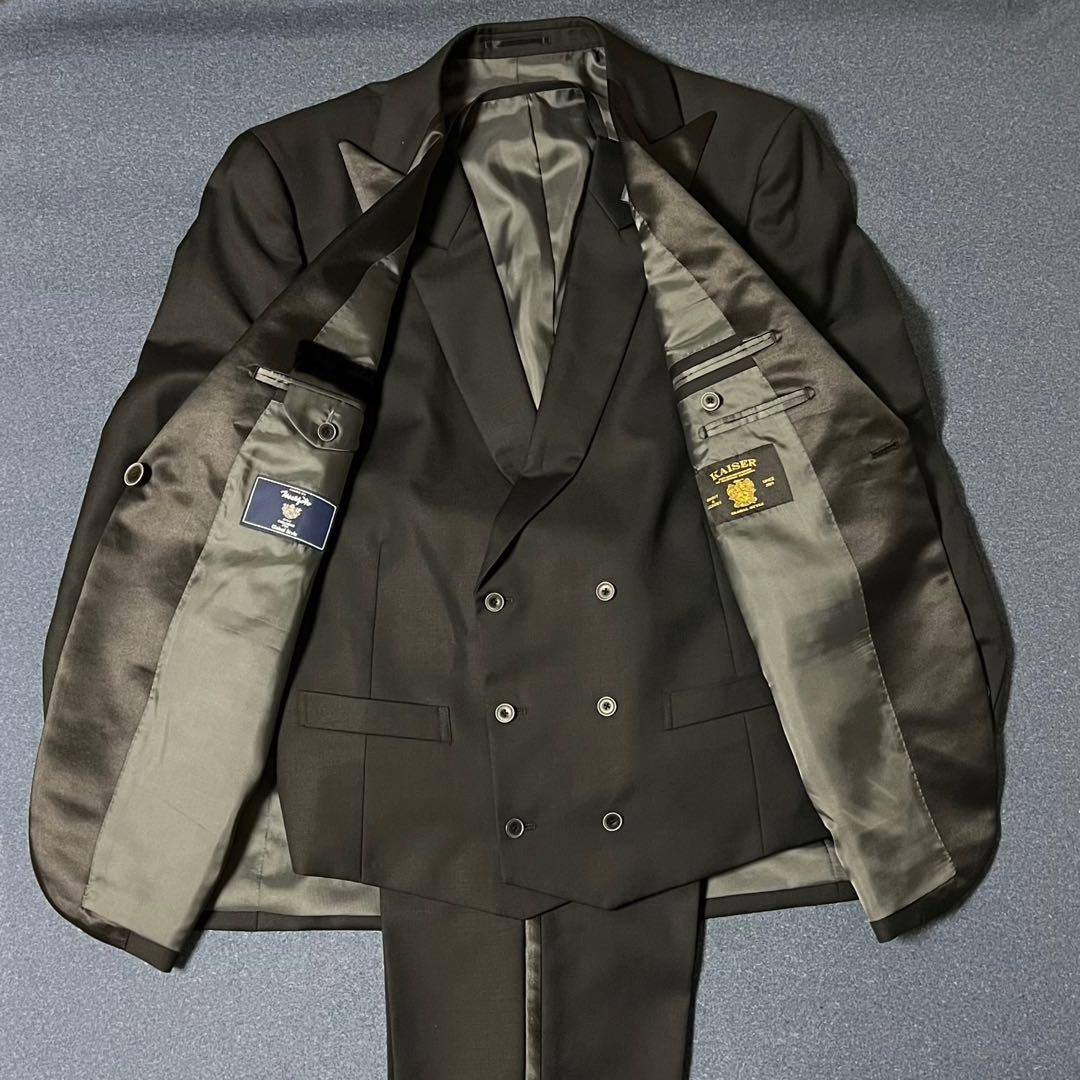 極美品　グローバルスタイル　タキシード　3ピース　L 結婚式　カイザーモデル