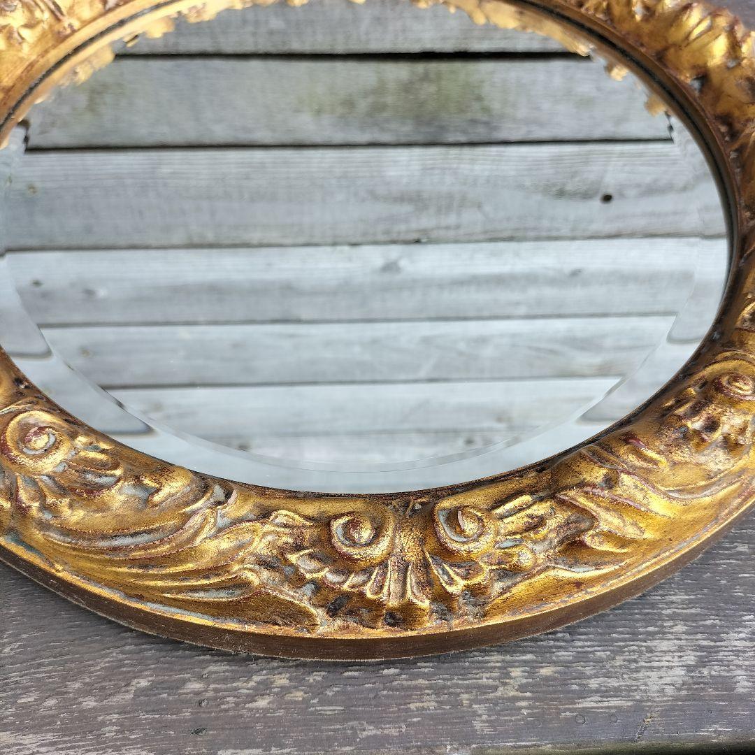 M♦フランス製 アンティーク ミラー 鏡 ラウンドミラー 壁掛け