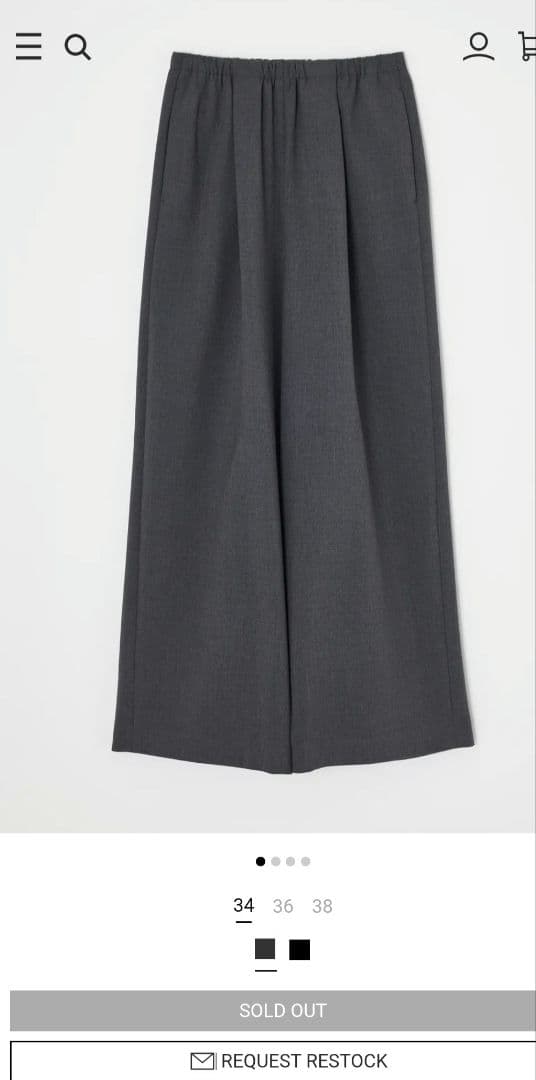 ENFOLD リラックスワイドパンツ チャコールグレー 38　公式オンライン即完