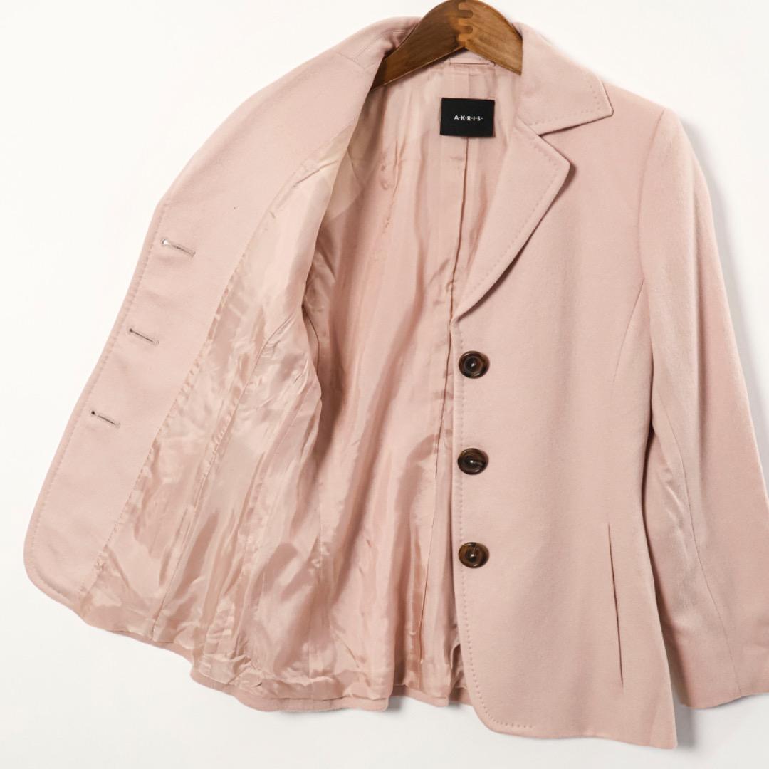 H4514◾️アクリス　３釦ジャケット　カシミア100％　極上の肌触り！