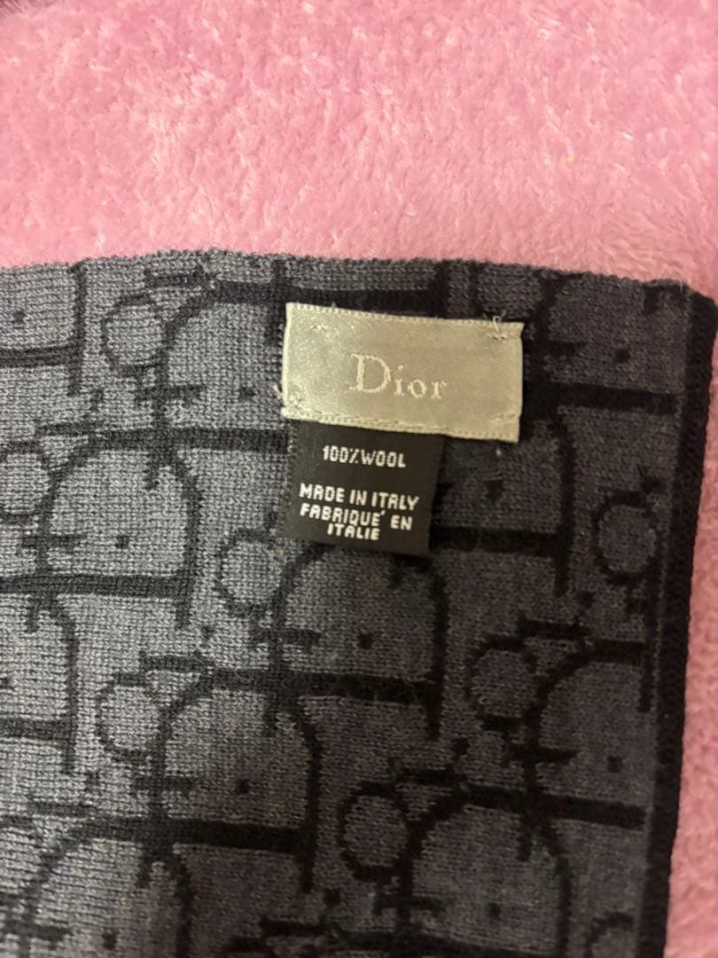 Dior 100%ウール マフラー グレー ブラック