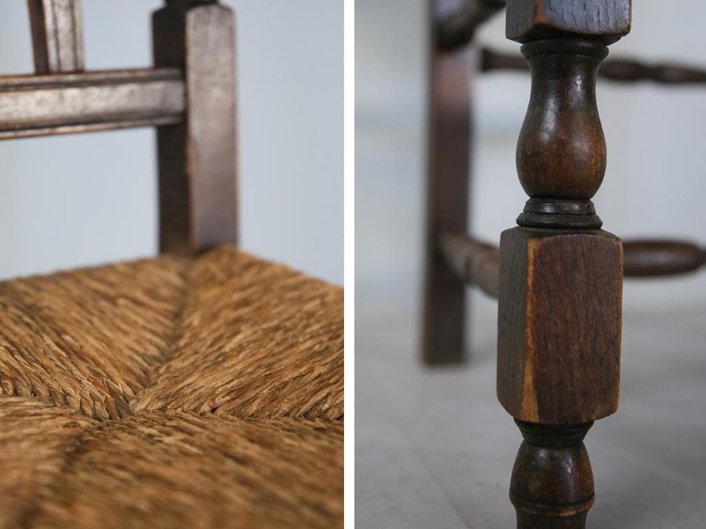 フランスアンティーク木製ダイニングチェア/ラッシュシートイス(90-43-6)