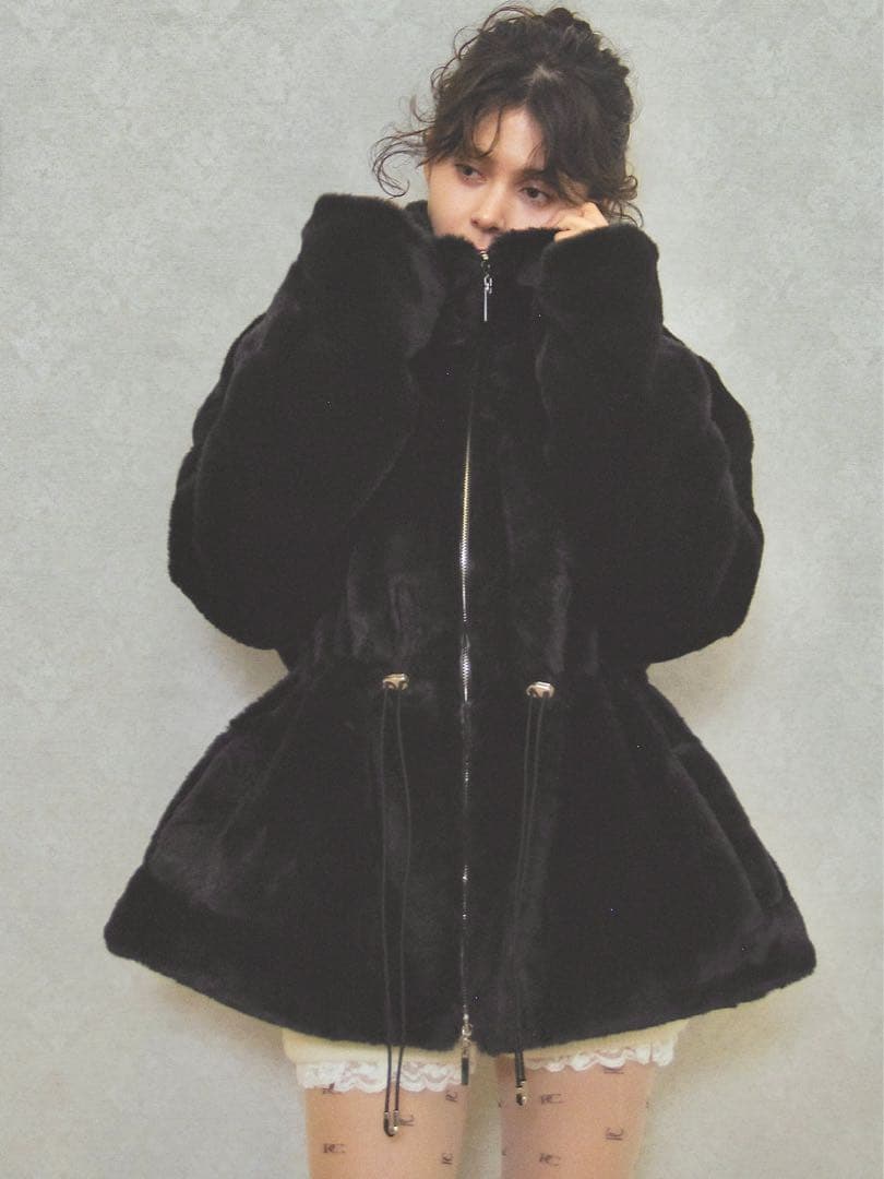 ペリキュール　ファーコート　plump fur zip coat
