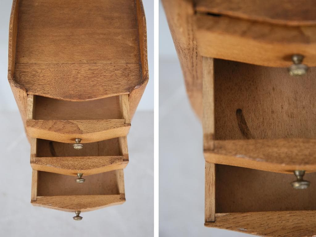 フランスアンティーク木製ベッドサイドキャビネット/ナイトテーブル机(90-61)