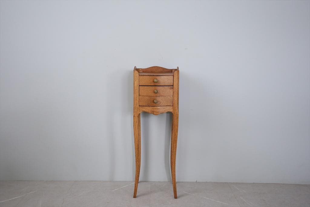 フランスアンティーク木製ベッドサイドキャビネット/ナイトテーブル机(90-61)