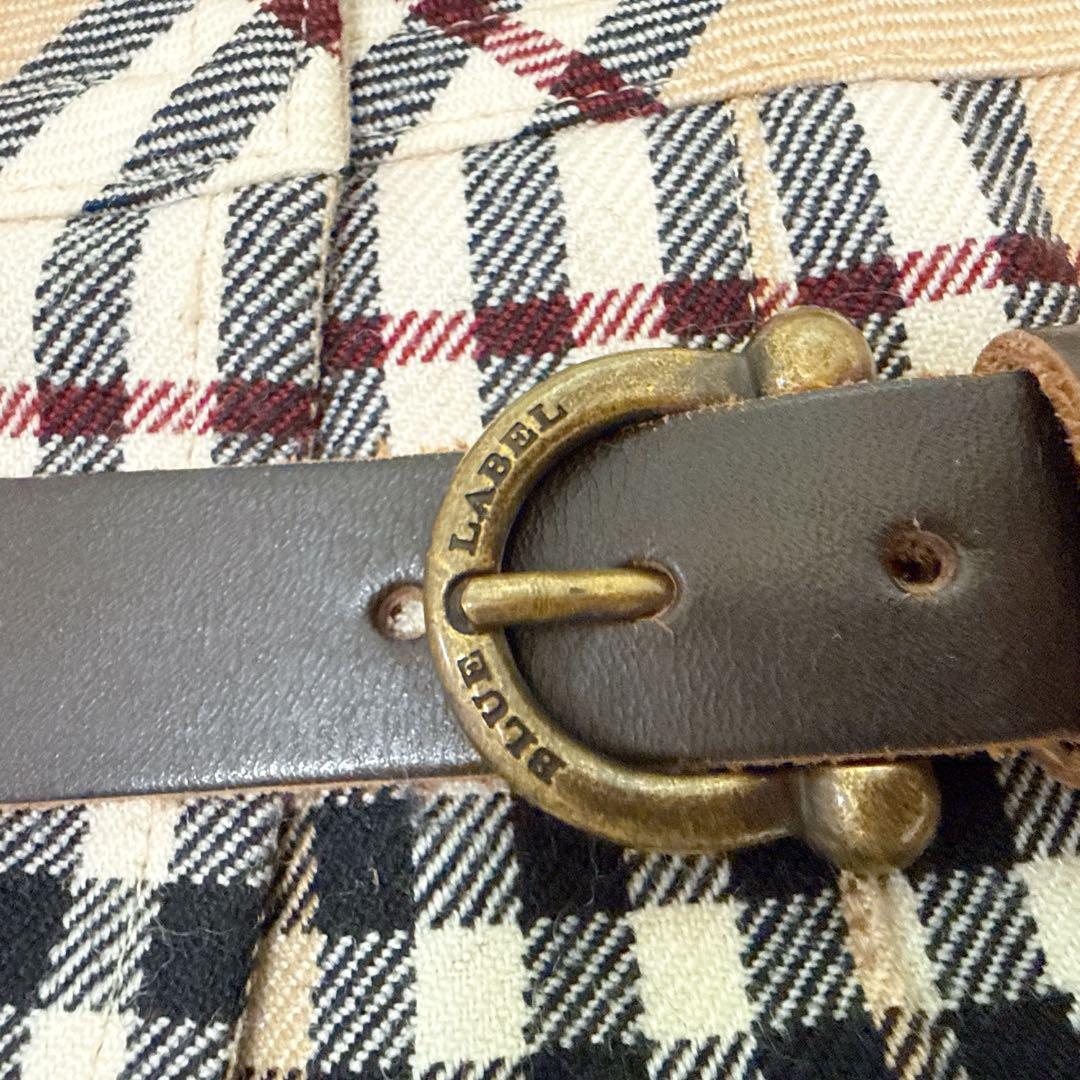 バーバリーブルーレーベル プリーツ　巻きスカート ノバチェック 革ベルト　36