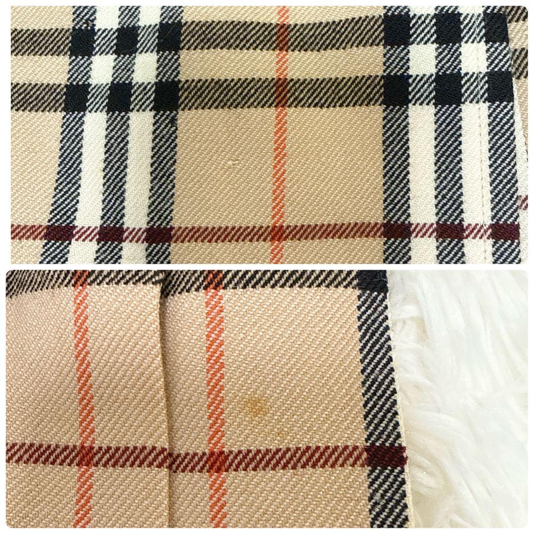 バーバリーブルーレーベル プリーツ　巻きスカート ノバチェック 革ベルト　36