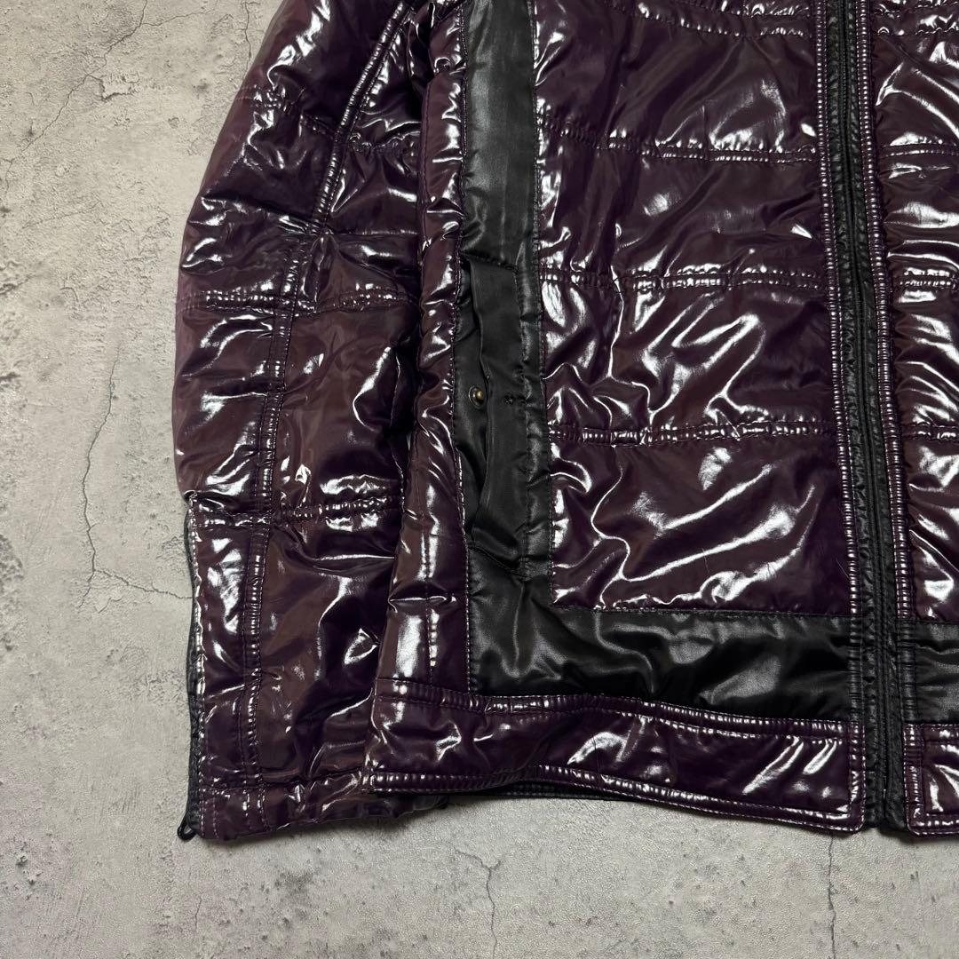 Y2K 光沢 ファー ジャケット 短丈 お兄系 ダークパープル