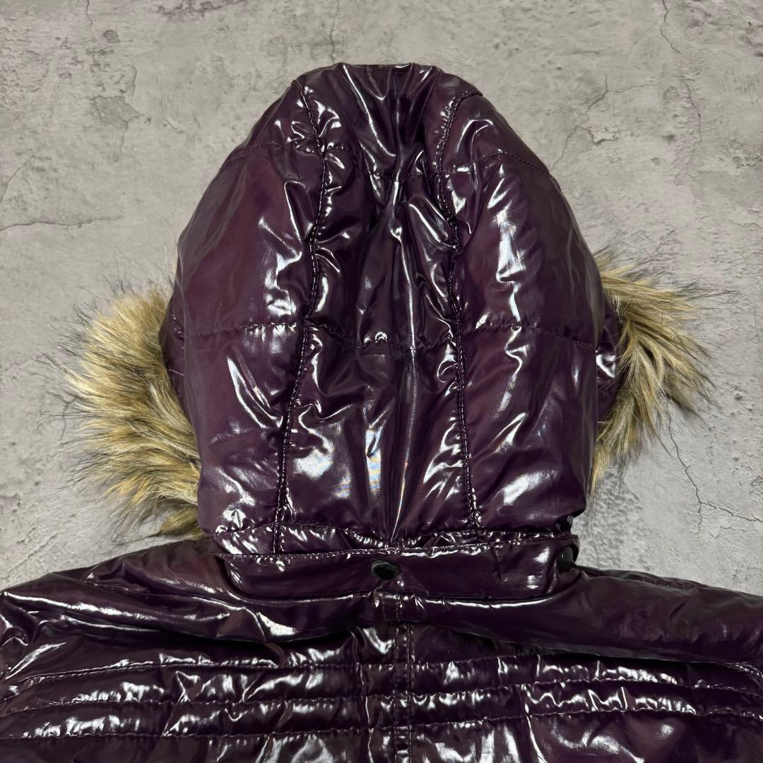 Y2K 光沢 ファー ジャケット 短丈 お兄系 ダークパープル