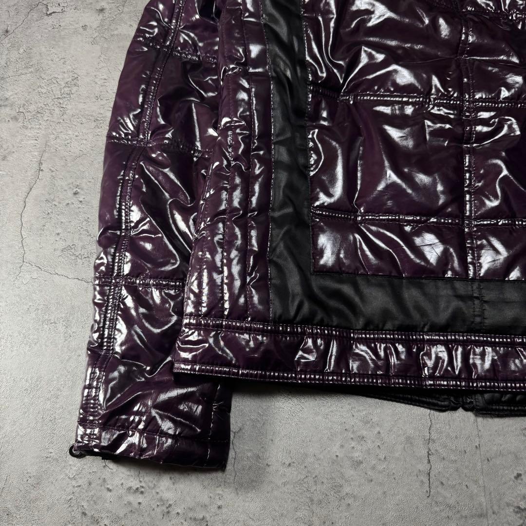 Y2K 光沢 ファー ジャケット 短丈 お兄系 ダークパープル