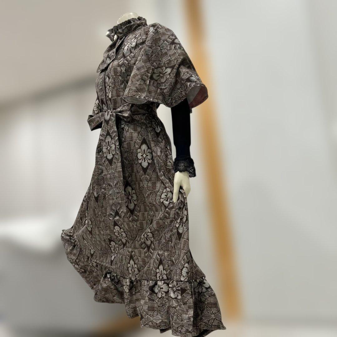 大島紬　着物リメイクワンピース