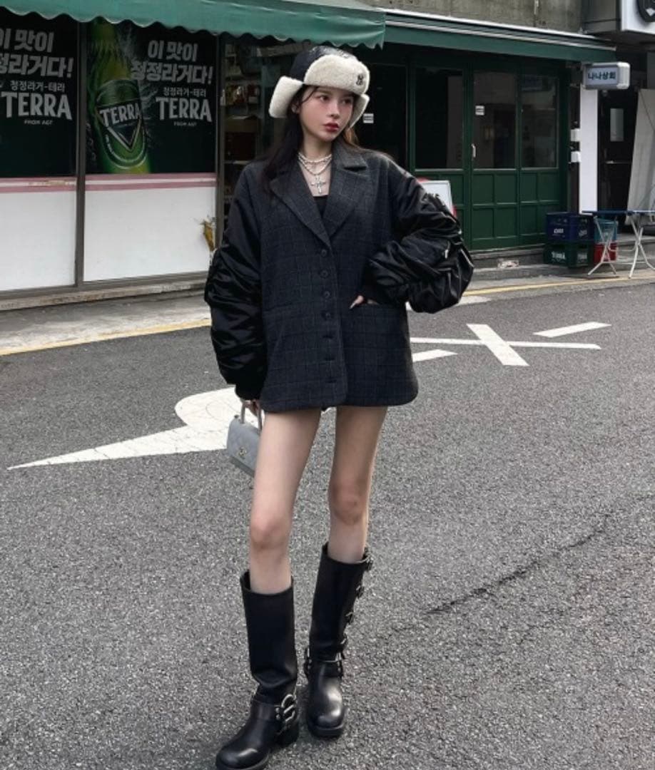 チェックドッキングブルゾン ダーリッチ